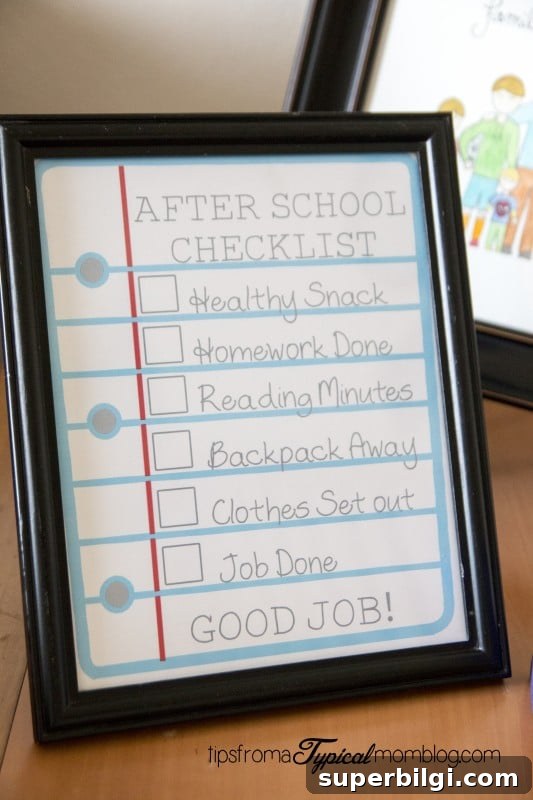 Back-to-School Organization Tips to Save Parents' Sanity 5 after school checklist printable