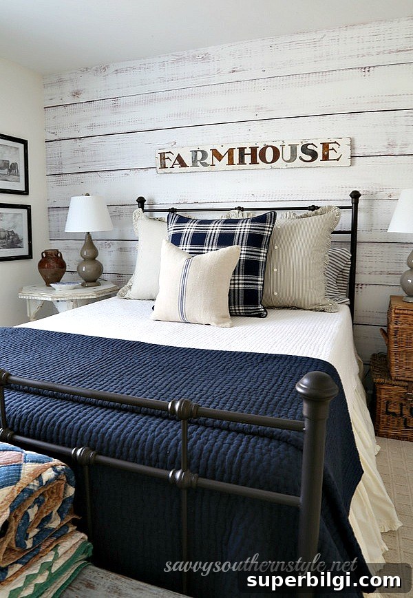 Lake House Decor Inspiration and Stylish Ideas 14 Navy Farmhouse Bedroom