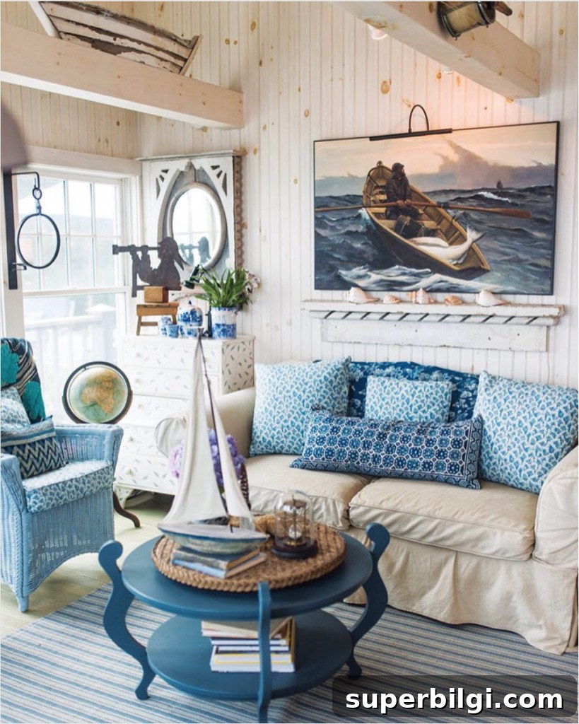 Lake House Decor Inspiration and Stylish Ideas 8 Nautical Living Room