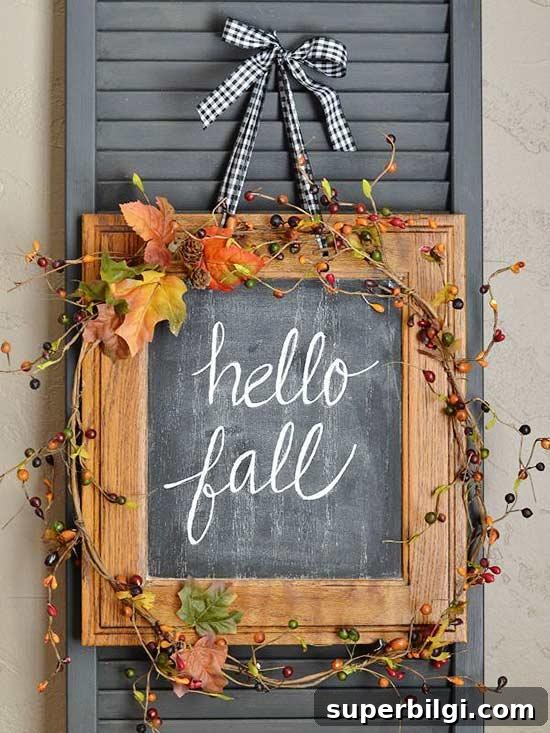 Wood Frame Chalkboard Fall Wreath