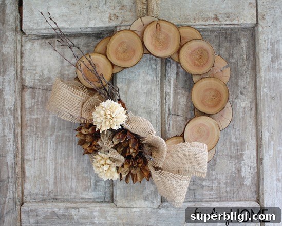 Wood Slice and Burlap Fall Wreath