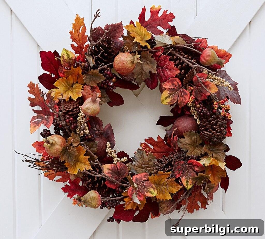 Faux Pomegranate and Pinecone Wreath