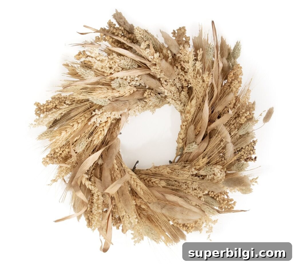dried fall grain wheat wreath