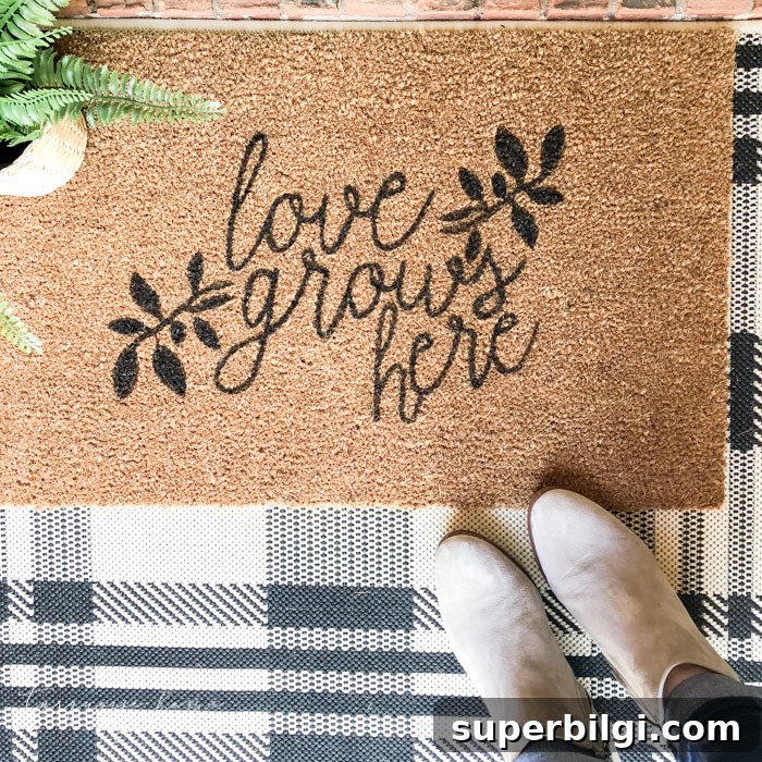 60+ DIY Christmas Gift Ideas for 2025 16 DIY doormat that says "love grows here"