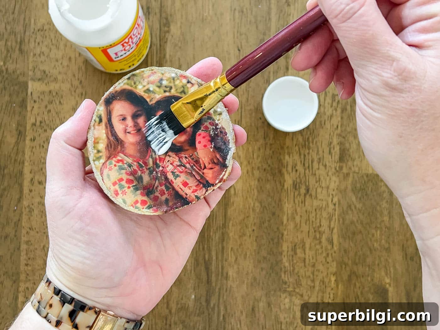 DIY Photo Transfer to Wood: Step-by-Step Guide 9 Mod Podge to seal the photo transfer to wood