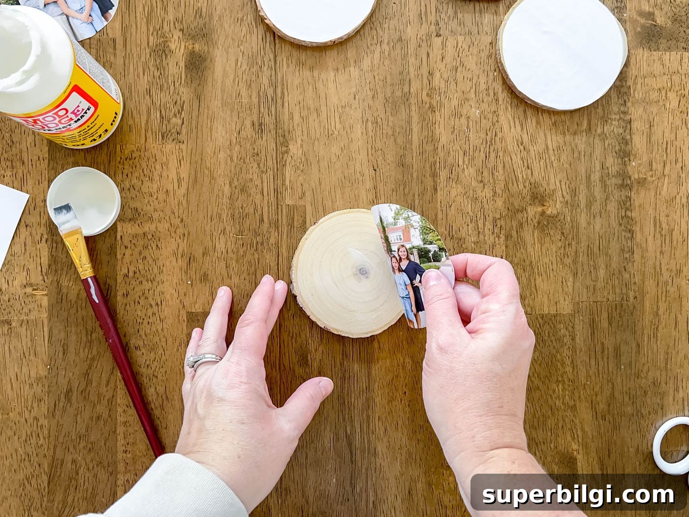 DIY Photo Transfer to Wood: Step-by-Step Guide 6 place the photo on the wood slice