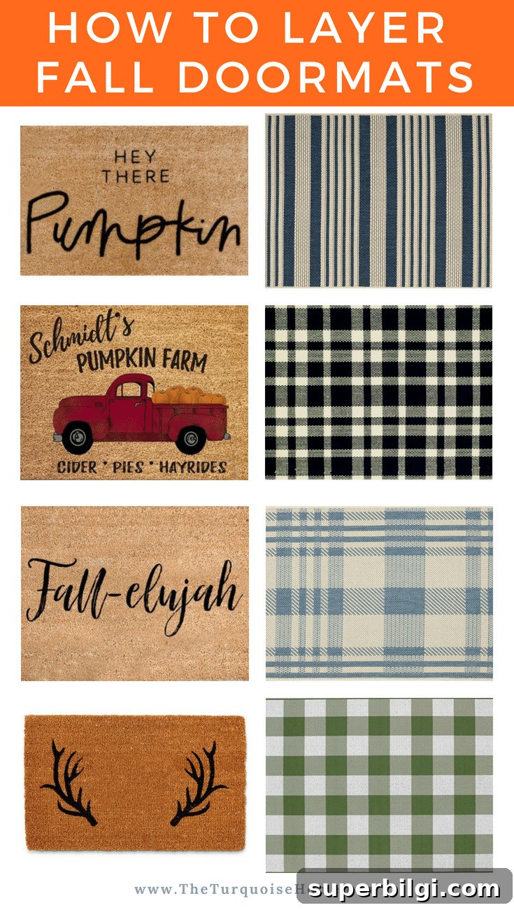 Fall Doormats You'll Love: Create a Layered Entryway 9 How to get the layered doormat look! Fall doormat combinations sure to ramp up the autumn curb appeal!