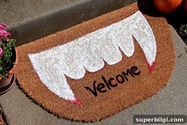 Fall Doormats You'll Love: Create a Layered Entryway 11 Vampire "Velcome" Fall Doormat