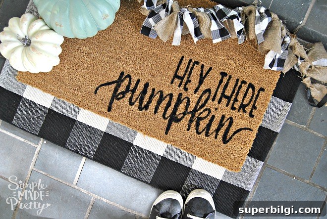 Fall Doormats You'll Love: Create a Layered Entryway 13 DIY Hey There, Pumpkin Fall Doormat