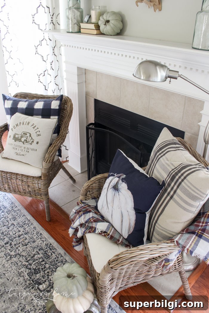 Cozy Fall Mantel Decor with Harvest Wreath 3 Beautiful, simple fall harvest mantel decor!