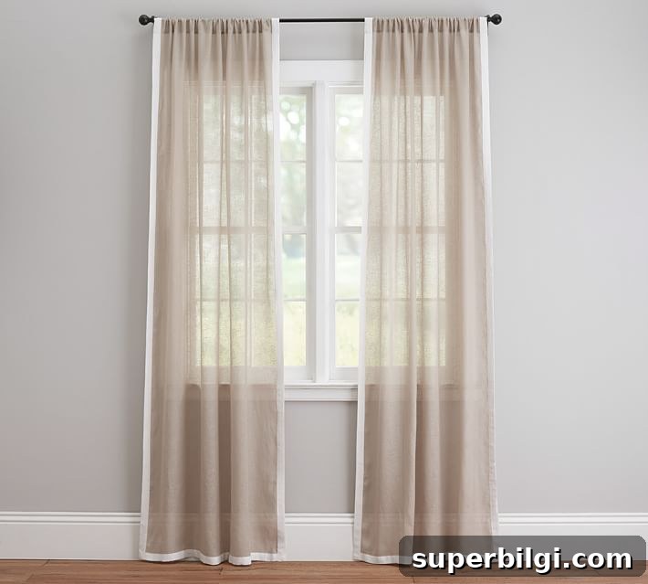 Stylish Budget Curtain Ideas to Transform Your Home 14 Linen Sheer Drape with White Border - Cheap Curtain Ideas