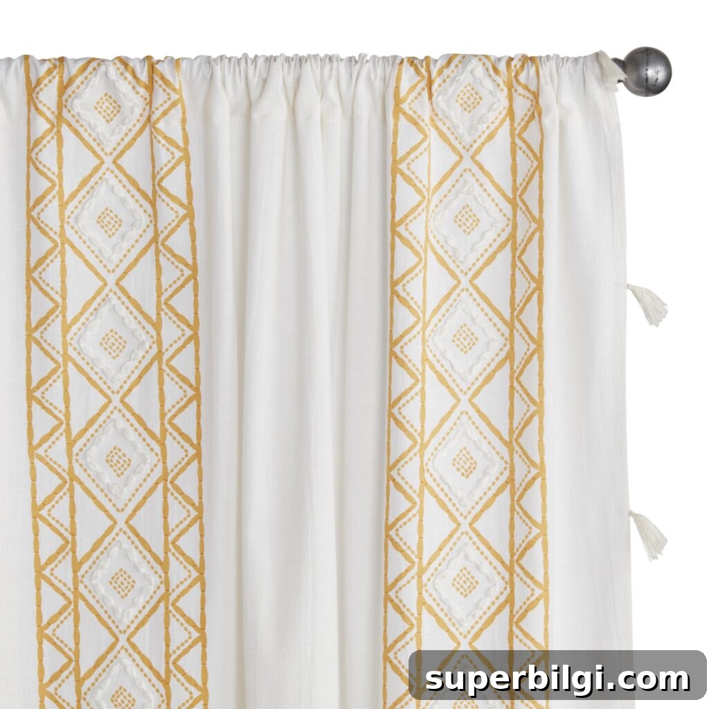 Stylish Budget Curtain Ideas to Transform Your Home 8 White and Yellow Geo Curtain