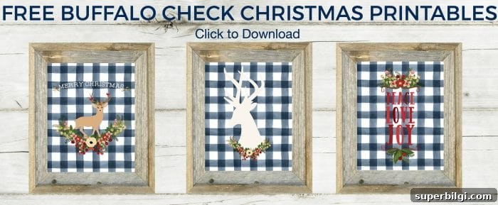 50 Free Christmas Printables to Decorate Your Home 9 Merry Christmas Buffalo Check Free Printables