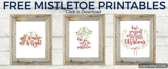 50 Free Christmas Printables to Decorate Your Home 10 Free Mistletoe Printables