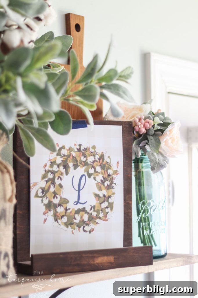 50 Free Christmas Printables to Decorate Your Home 17 Monogram Cotton Wreath printable