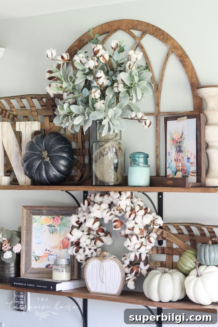 Fall Pumpkin Decor Ideas for Your Kitchen 4 Fall Kitchen Open Shelves