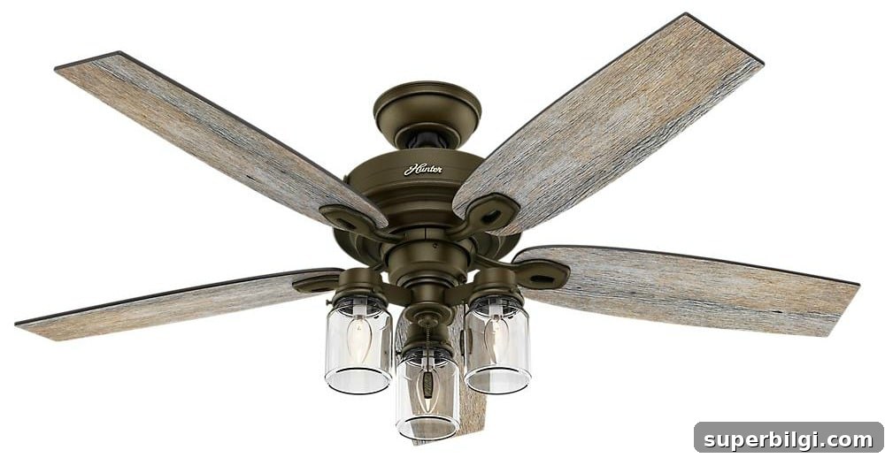 Farmhouse Ceiling Fans That Add Rustic Charm 3 Crown Canyon Hunter 52 inch Farmhouse Ceiling Fan