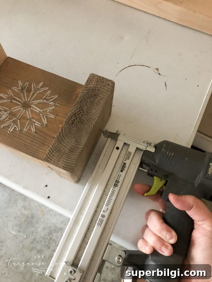 nail the bottom of stocking holder