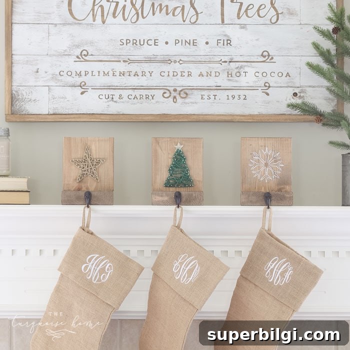 DIY String Art Christmas Stocking Holders