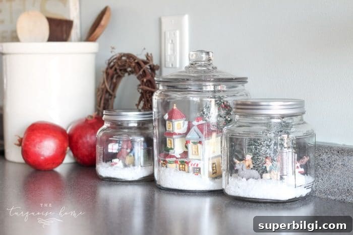 How to Make a Mason Jar Snow Globe Ornament for Christmas 3 Adorable Farmhouse Christmas Kitchen