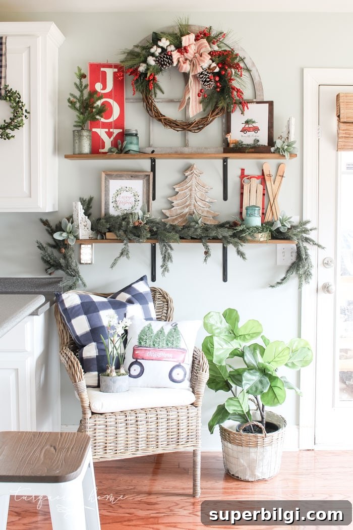 Christmas Kitchen 2018: Festive Recipes and Holiday Menu 7 Kitchen shelves with Christmas decor