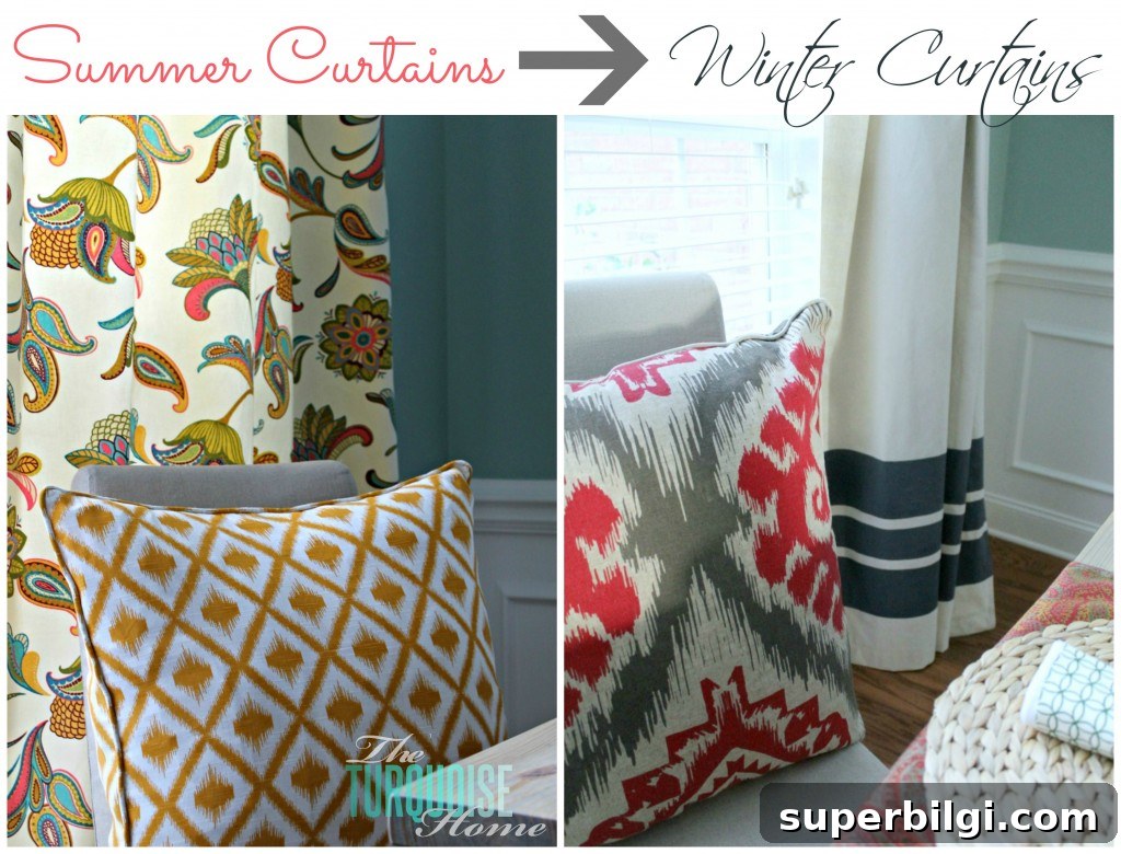How to Turn Drop Cloths into Stylish Curtains 3 DIY Painted Drop Cloth Curtains | TheTurquoiseHome.com