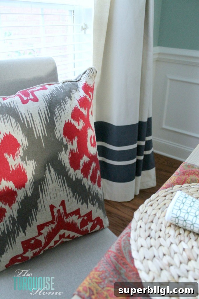 How to Turn Drop Cloths into Stylish Curtains 7 DIY Painted Drop Cloth Curtains | TheTurquoiseHome.com