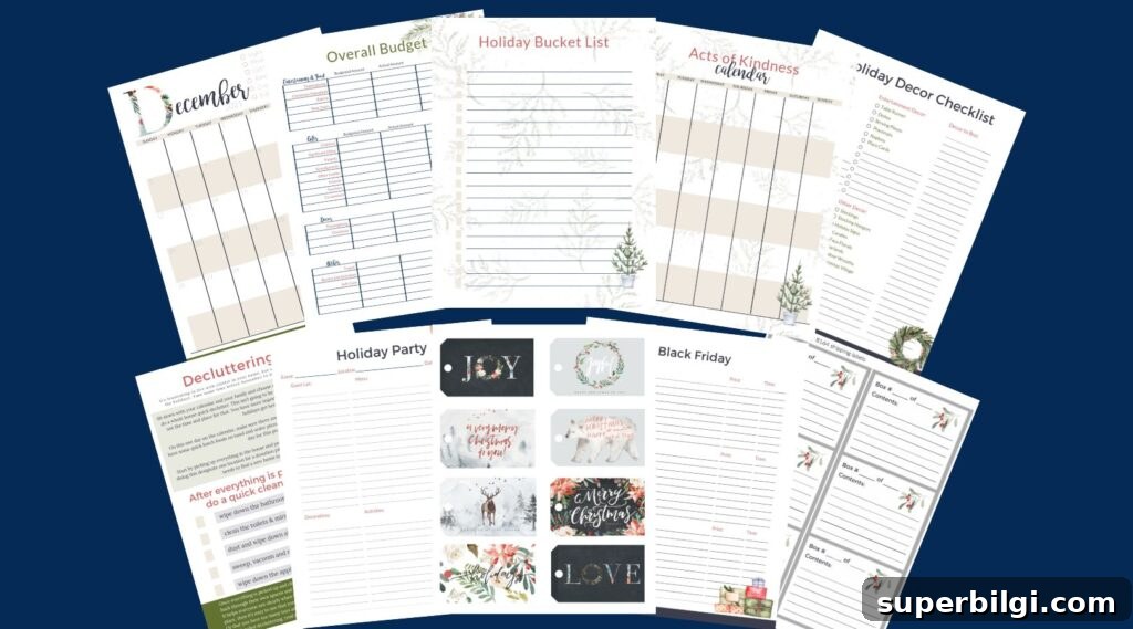 Holiday Planner Printable Binder: Templates and Checklists 3 Holiday Planner Printable Pages