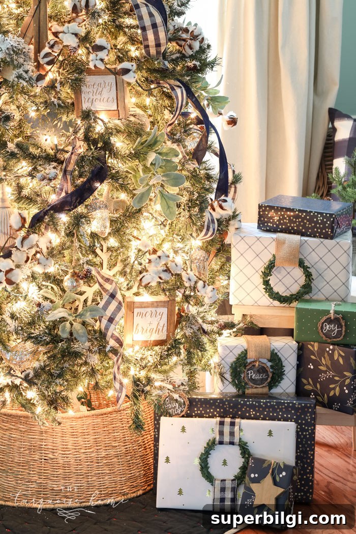 Navy and Green Farmhouse Christmas Tree Ideas 4 Navy & Green Farmhouse Christmas Tree