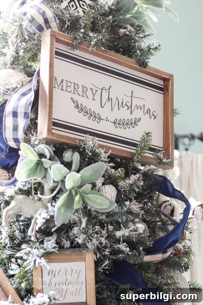 Navy and Green Farmhouse Christmas Tree Ideas 8 Navy & Green Farmhouse Christmas Tree