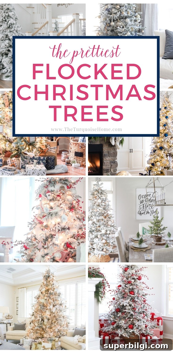 Stunning Flocked Christmas Tree Ideas for a Snowy Look 2 The Prettiest Flocked Christmas Trees - lots of gorgeous inspiration!