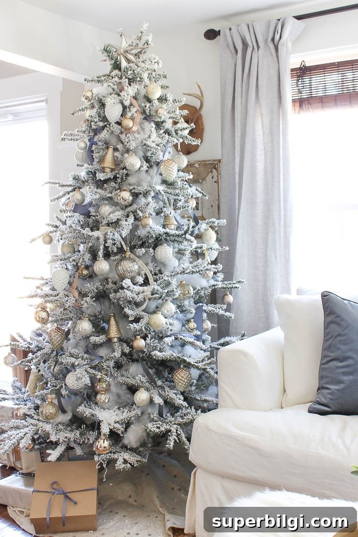 Stunning Flocked Christmas Tree Ideas for a Snowy Look 5 Flocked Christmas Tree from Rooms for Rent