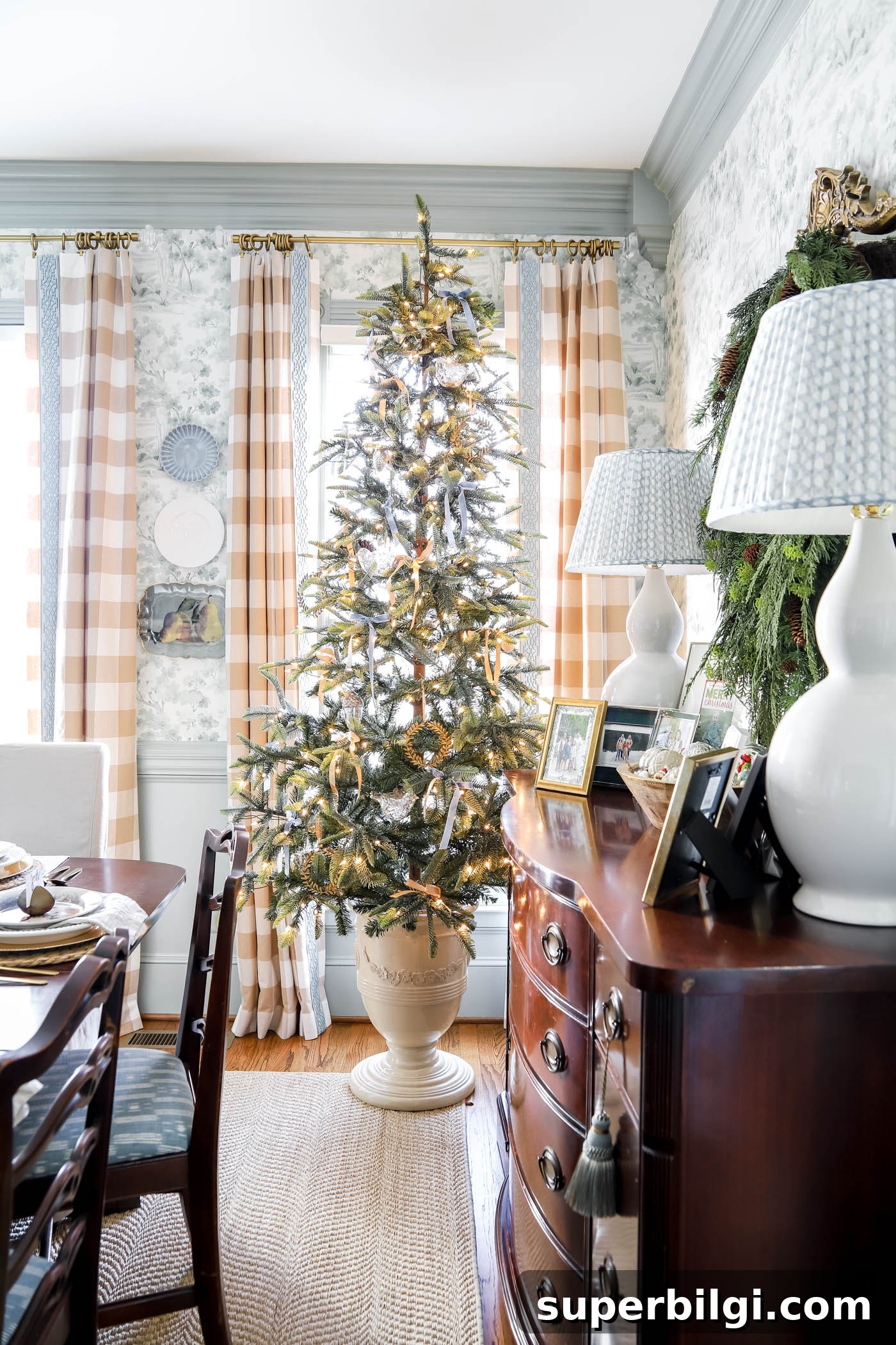 Christmas Tree Stands for Stable and Stylish Holiday Trees 5 sparse christmas tree in dining room