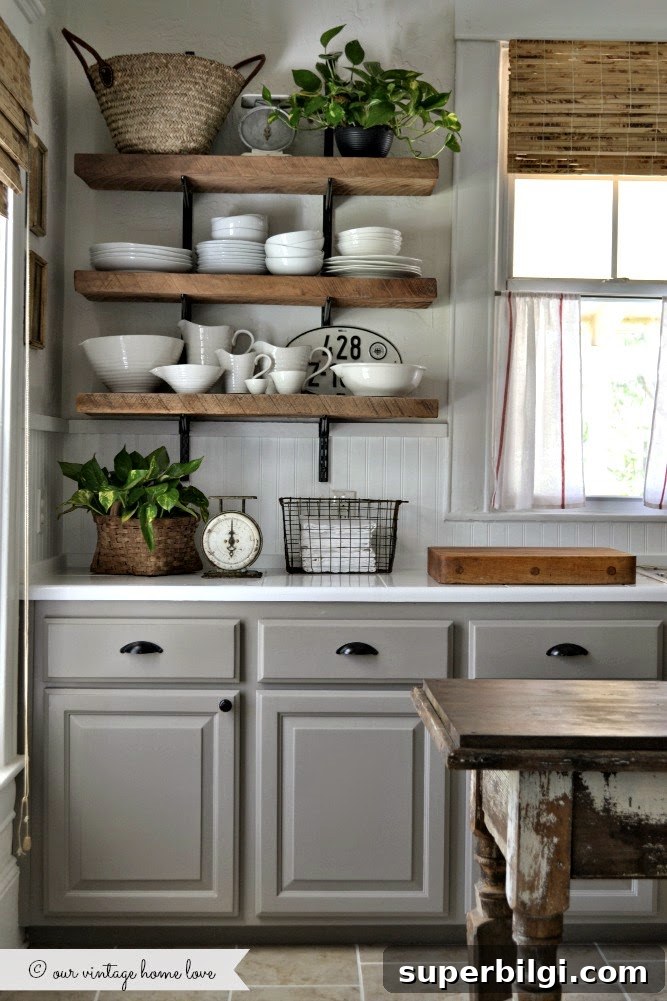 Farmhouse Open Shelving Ideas to Elevate Your Kitchen 4 Reclaimed Wood Farmhouse Open Shelves