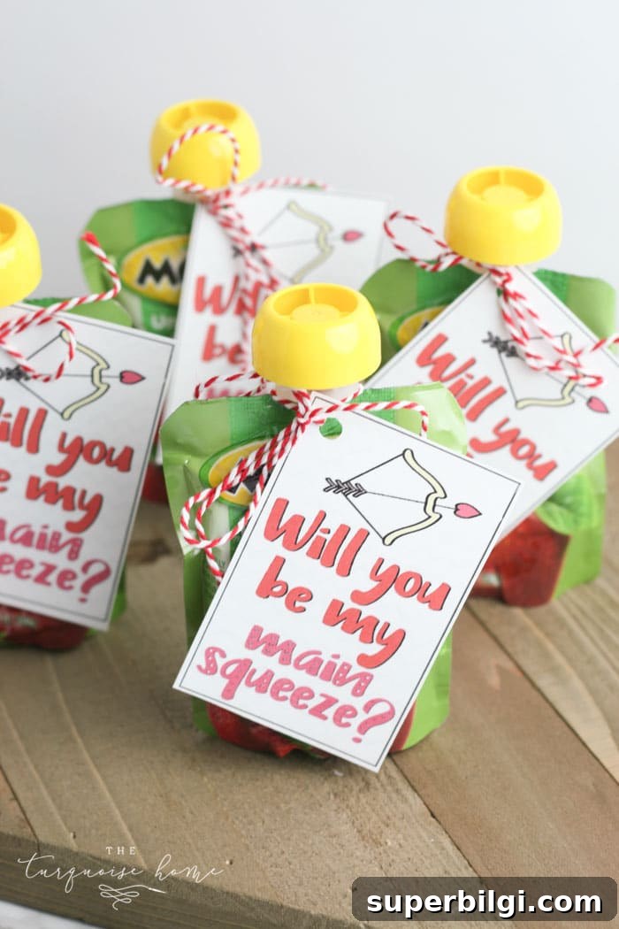 Free Printable Valentine Gift Tags: Cute Designs to Print 4 Will you be my Main Squeeze? Printable Valentine (for kids!)