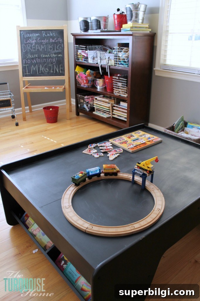 Transform a Formal Dining Room into a Functional Playroom 17 Formal Dining Room to Functional Play Room | TheTurquoiseHome.com