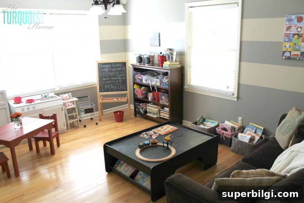 Transform a Formal Dining Room into a Functional Playroom 6 Formal Dining Room to Functional Play Room | TheTurquoiseHome.com