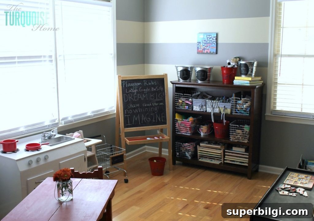 Transform a Formal Dining Room into a Functional Playroom 8 Formal Dining Room to Functional Play Room | TheTurquoiseHome.com
