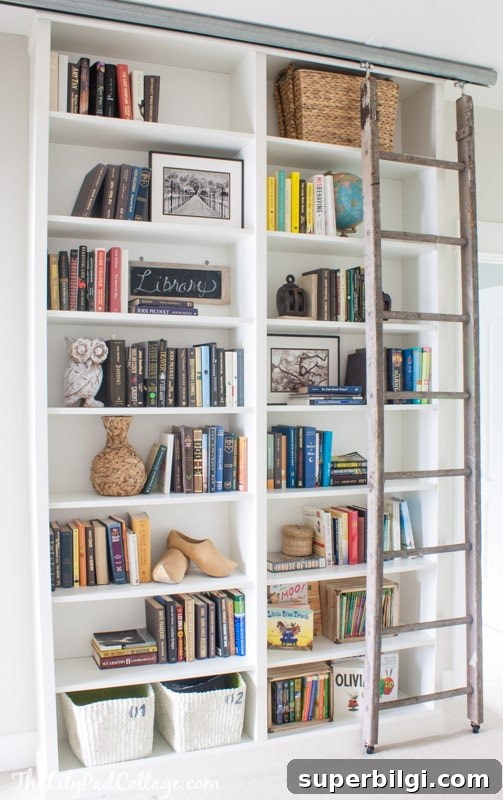 Bookshelf Styling Ideas to Transform Your Bookcase 14 How to Decorate a Bookshelf -- Billy Bookcase Hack with Ladder