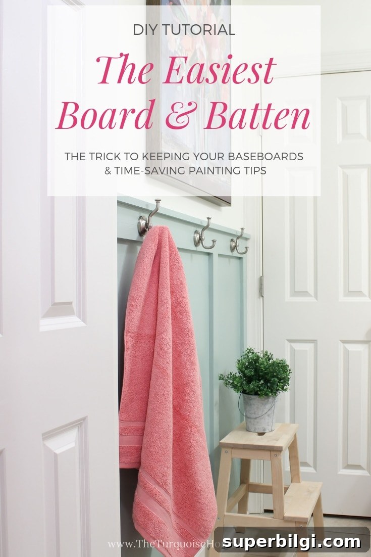How to Install Board and Batten in a Girls' Bathroom 2 The Easiest DIY Board and Batten Tutorial! - tricks on saving your existing baseboards & time-saving paint tips