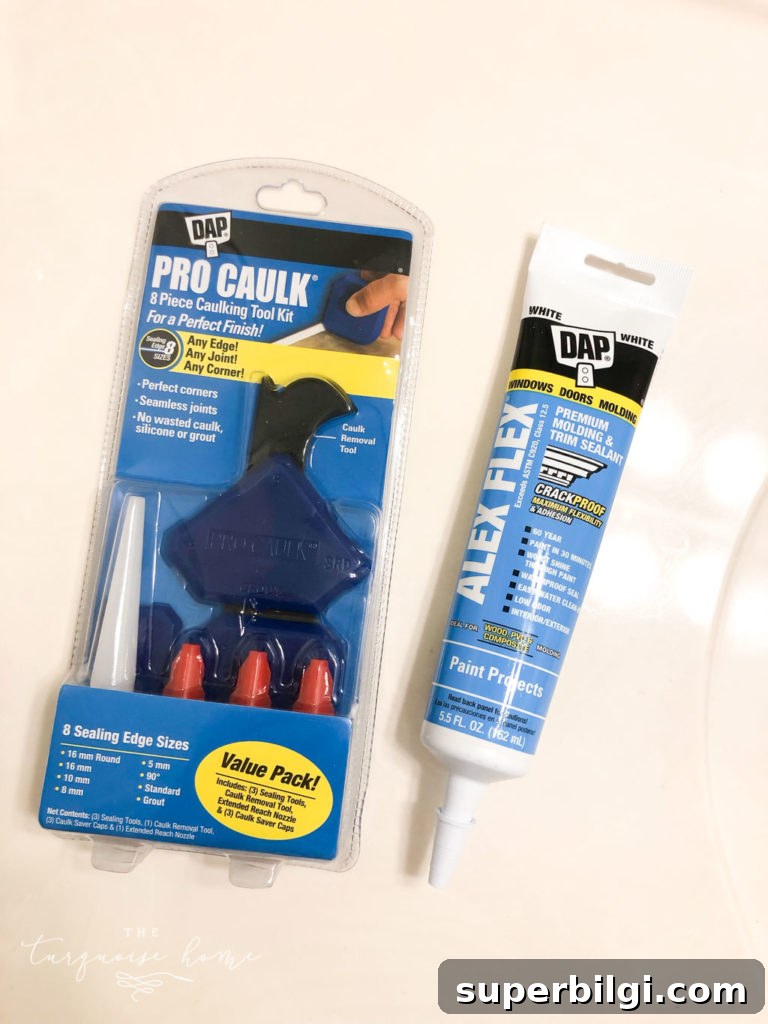 How to Install Board and Batten in a Girls' Bathroom 10 Caulking the seams