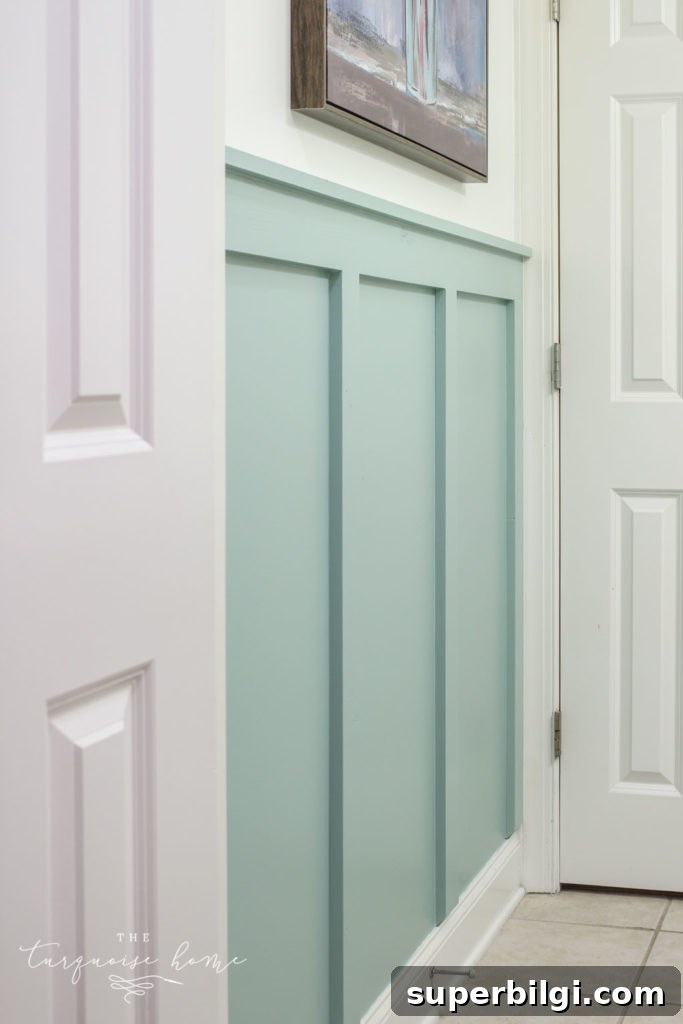 How to Install Board and Batten in a Girls' Bathroom 11 Finished board and batten tutorial
