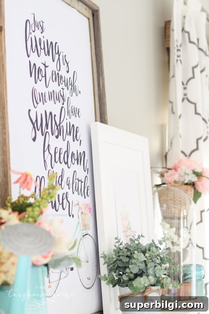 Flower Shop-Inspired Spring Home Tour and Decor Ideas 9 Adorable spring mantel with tons of floral inspiration!