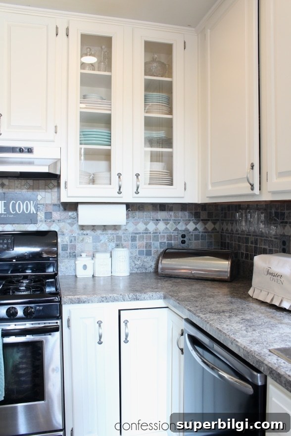 DIY Kitchen Cabinet Makeovers on a Budget 10 Adding glass to kitchen cabinet doors
