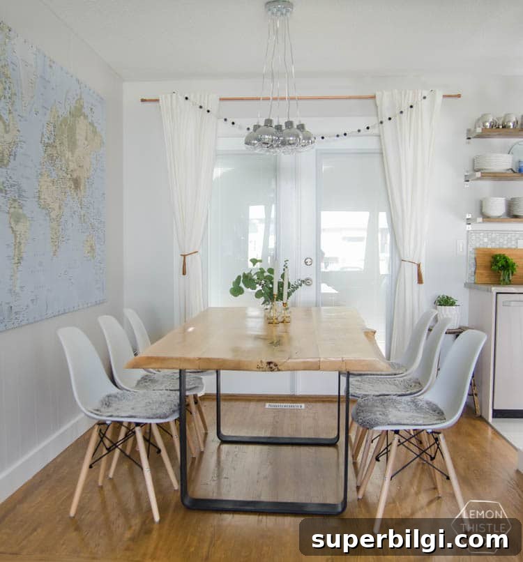 DIY dining table with metal base and live edge top