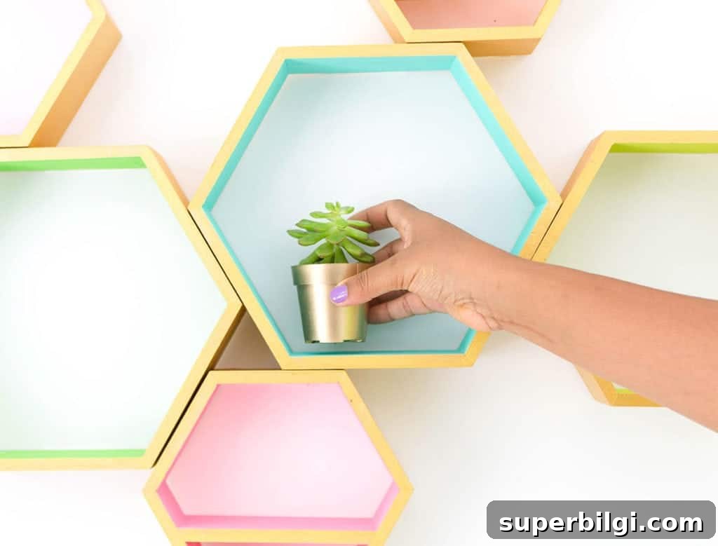 Affordable DIY Shelving Ideas for Small Spaces and Storage 12 Metallic Hexagon DIY Shelves