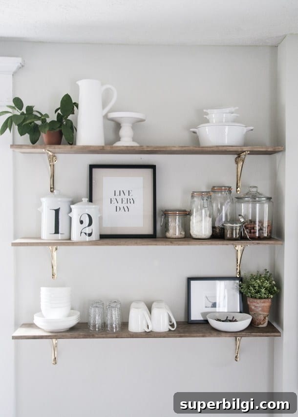 Affordable DIY Shelving Ideas for Small Spaces and Storage 8 Rustic Glam Kitchen Shelves