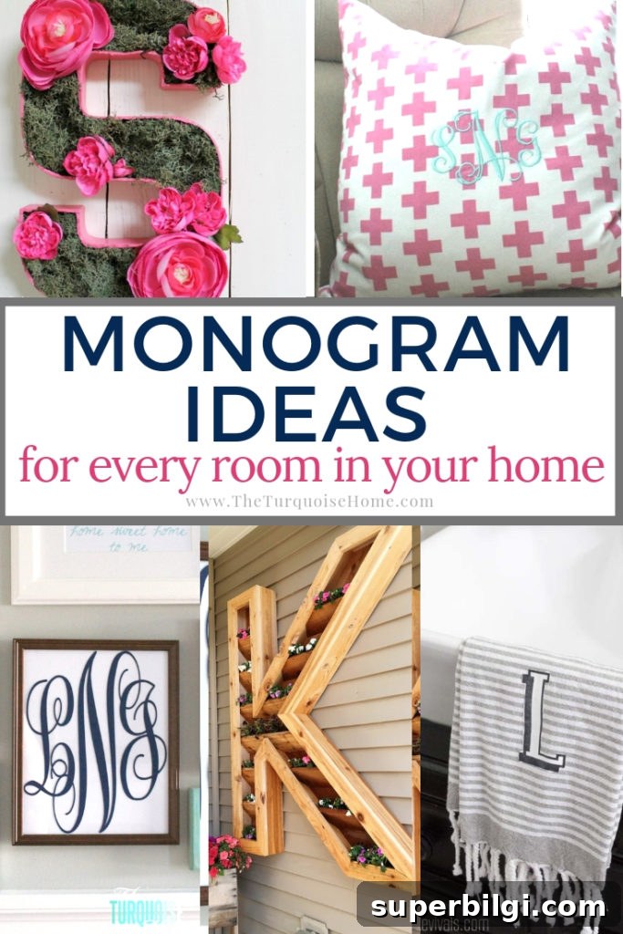 DIY Monogram Ideas for Every Room in Your Home 2 Monogram Ideas for Every Room in Your Home | DIY Home Decor on a Budget | Collage with indoor and outdoor projects with personalization