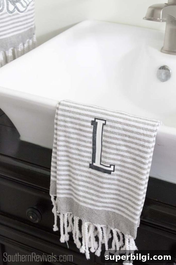 DIY Monogram Ideas for Every Room in Your Home 6 DIY monogrammed tea towel | DIY Home Decor on a Budget