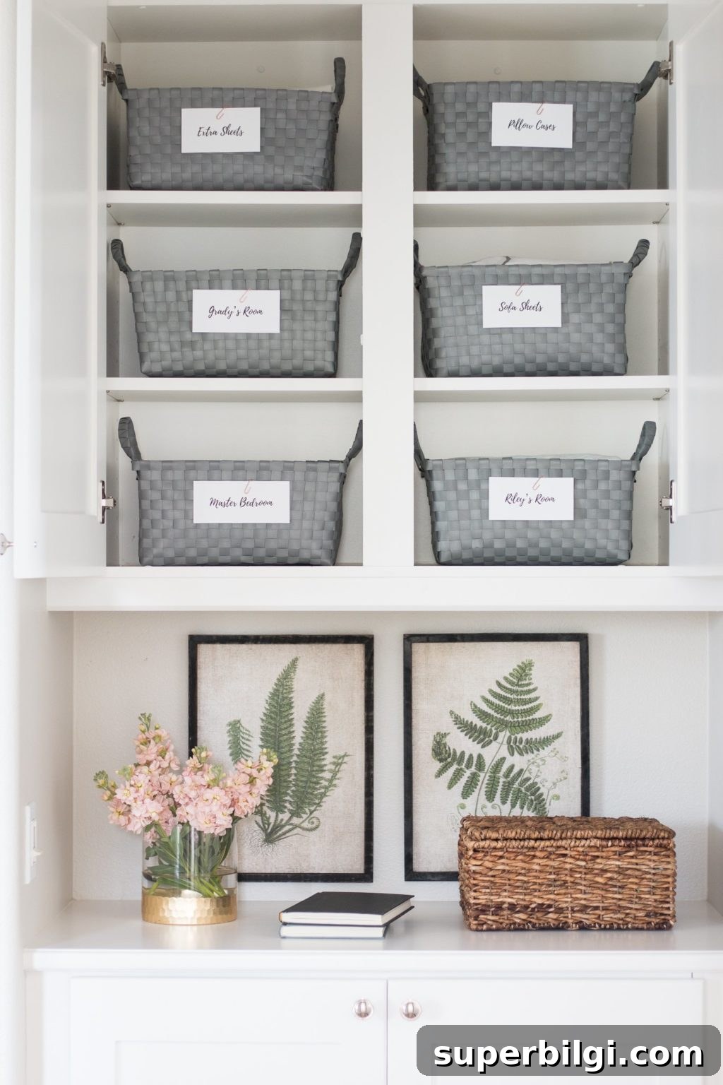 Linen Closet Organization: Smart Storage Tips and Ideas 5 Linen Closet in a cabinet from A Thoughtful Place